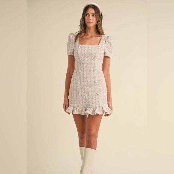 091. EMILY PEARL BUTTON MINI DRESS - Picture 5 of 9